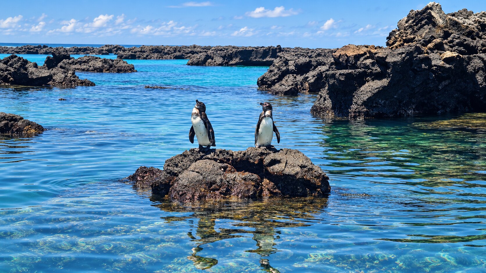 Galápagos penguins at Los Túneles.